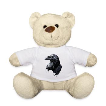 Raven, Crow, Bird, Raven Crow, Jackdaw, Black Raven - Teddy Bear - white - Front