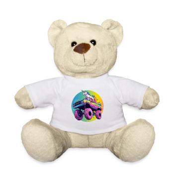 Bunter Rainbow Monster Truck mit Einhorn - Teddy - Weiß - Vorne