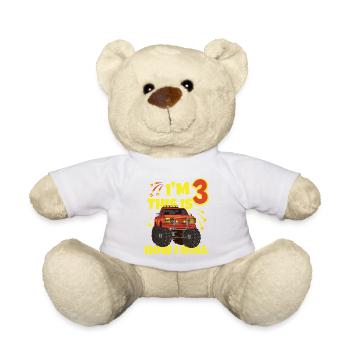 Ich bin 3 Jahre alt Monstertruck Geburtstag - Teddy - Weiß - Vorne