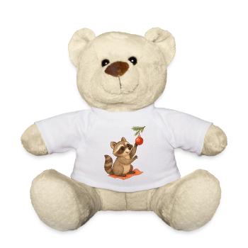 Weihnachts-Waschbär mit Christbaumkugel - Teddy - Weiß - Vorne