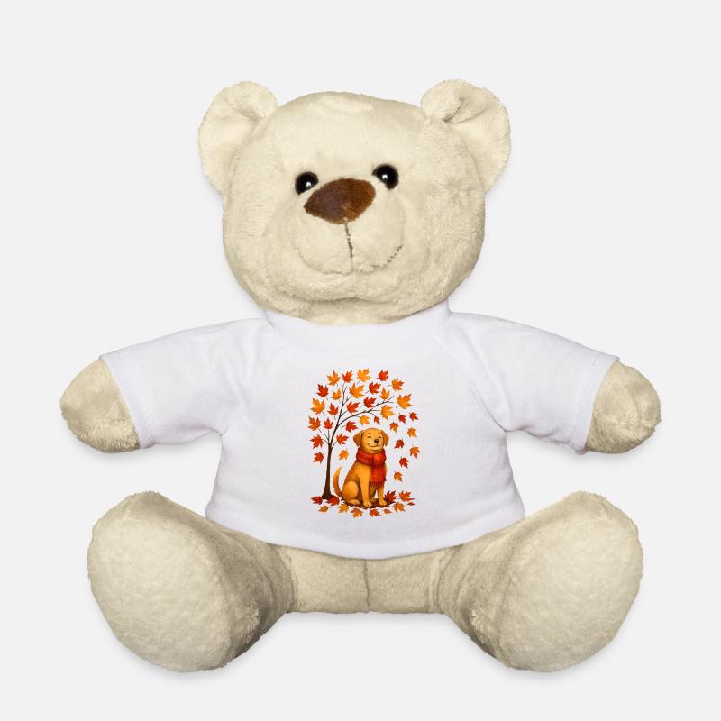 Autumn dog with scarf design - Teddy Bear - white