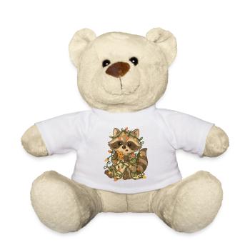 Weihnachts Waschbär mit Lichterkette - Teddy - Weiß - Vorne