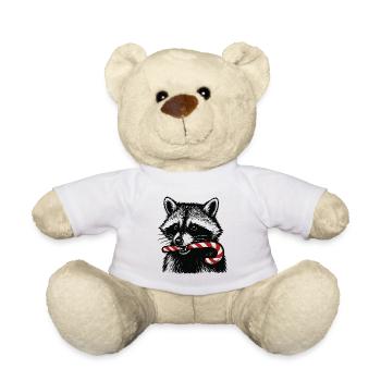 Weihnachts Waschbär mit Zuckerstange - Teddy - Weiß - Vorne