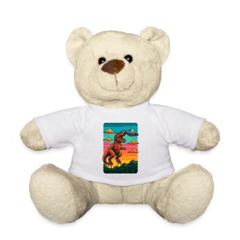T rex Dino UFO Sunset - Teddy Bear - white - Front