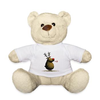 Christmas Reindeer with Candy Cane - Teddy - Weiß - Vorne