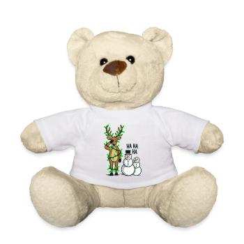 Funny Christmas Design with Reindeer and Snowmen - Teddy Bear - white - Front