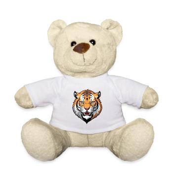 Tiger Head Graphic Tribal Style - Teddy Bear - white - Front
