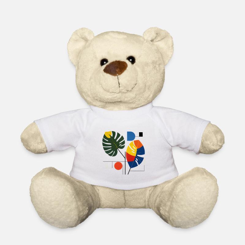 Lebendige tropische Blattmontage - Teddy - Weiß