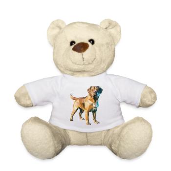 Brauner Hund - Cooles Low-Poly-Logo - Teddy - Weiß - Vorne