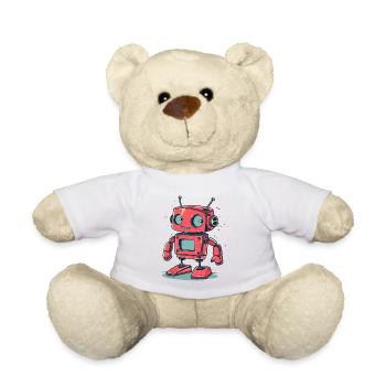 Retro Roboter Cartoon Sticker - Teddy - Weiß - Vorne