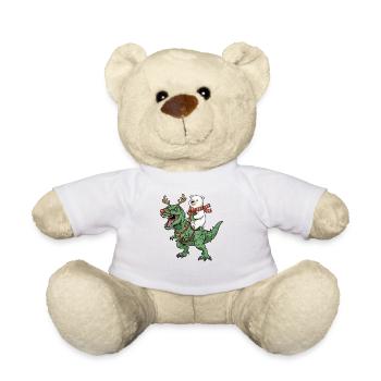 Eisbär reitet T-Rex Lustiger Weihnachtsdinosaurier - Teddy - Weiß - Vorne