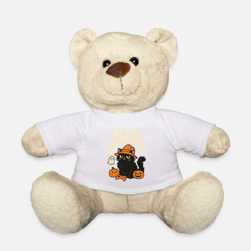 Schwarze Katze Halloween Gaming - Teddy - Weiß
