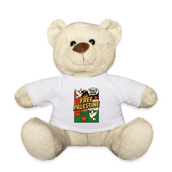 Free Palestine - Paix et solidarité pop art - Nounours - blanc - Devant