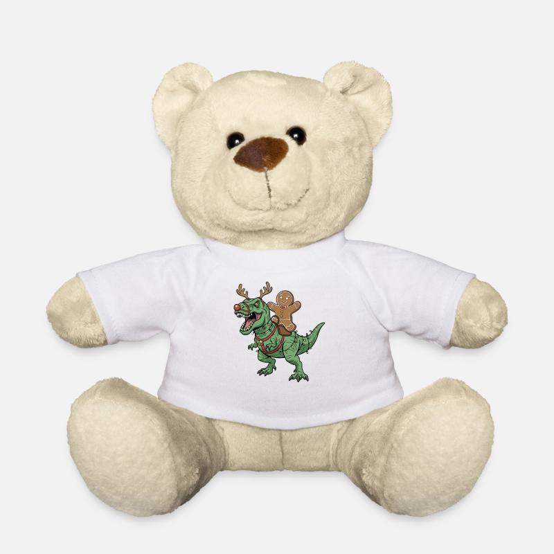 Lebkuchenmann reitet auf T-Rex Weihnachtsdinosauri - Teddy - Weiß