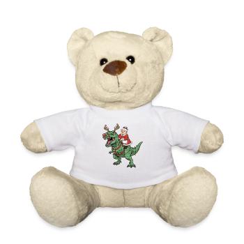 Mrs. Claus reitet T-Rex Lustiger Weihnachtsdinosau - Teddy - Weiß - Vorne