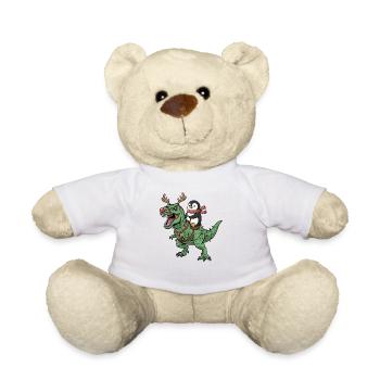 Pinguin reitet T-Rex Lustiger Weihnachtsdinosaurie - Teddy - Weiß - Vorne