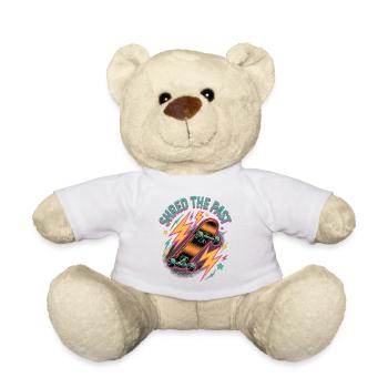 Skateboard T-Shirt Retro – Shred the Past - Teddy Bear - white - Front