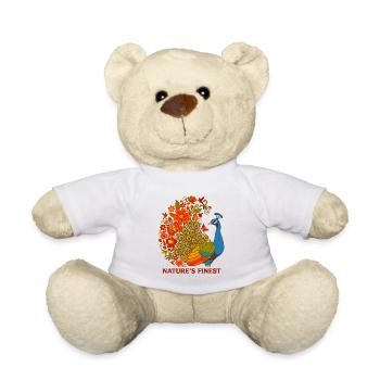 Peacock Floral Nature Botanical - Teddy Bear - white - Front