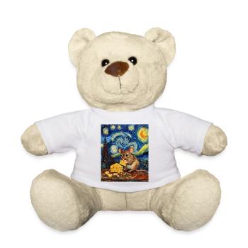 Souris mange du fromage Nuit étoilée à la Van Gogh - Nounours - blanc - Devant