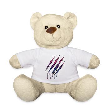 Bi Pride Claw - Bisexual Flag Scratch Mark - Teddy Bear - white - Front