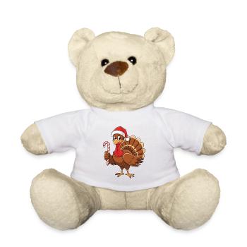 Truthahn mit Weihnachtsmütze Thanksgiving - Teddy - Weiß - Vorne