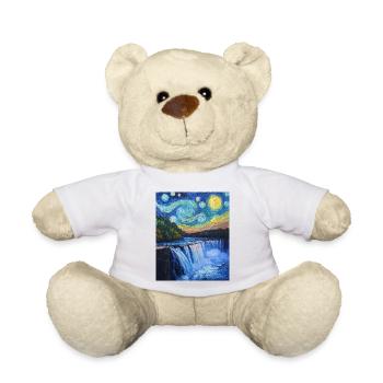 Niagara Falls Van Gogh Style Starry Night - Teddy Bear - white - Front
