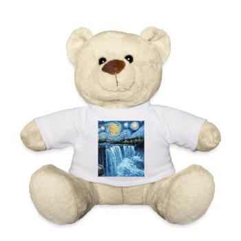 Niagara Falls Van Gogh Style Starry Night - Teddy Bear - white - Front