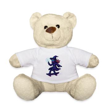 Neon witch on the skateboard - Teddy Bear - white - Front