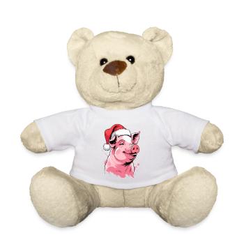 Festive Christmas pig with hat - Teddy Bear - white - Front