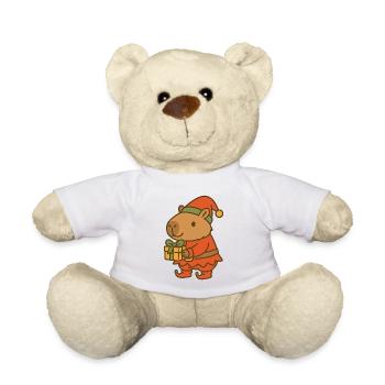 ✨ Christmas gnome Capybara with gift 🎁 - Teddy Bear - white - Front