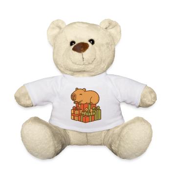 ✨ Sleeping Capybara on Christmas Gifts - Teddy Bear - white - Front