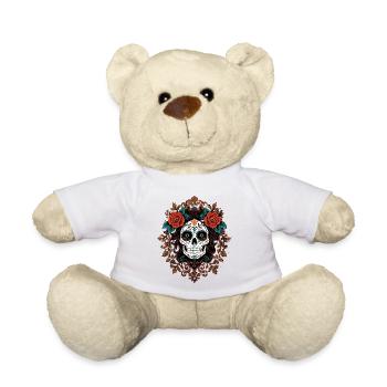 Floral Sugar Skull Verzierte Illustration - Teddy - Weiß - Vorne
