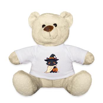 Halloween Cat with Halloween Pumpkin - Teddy Bear - white - Front