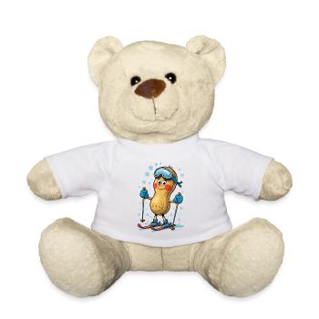 Peanut skier with skis - Teddy Bear - white - Front