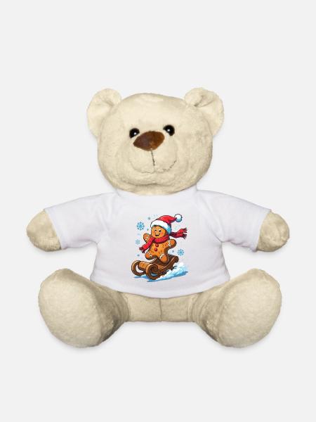 Lebkuchenmann auf dem Schlitten - Teddy - Weiß
