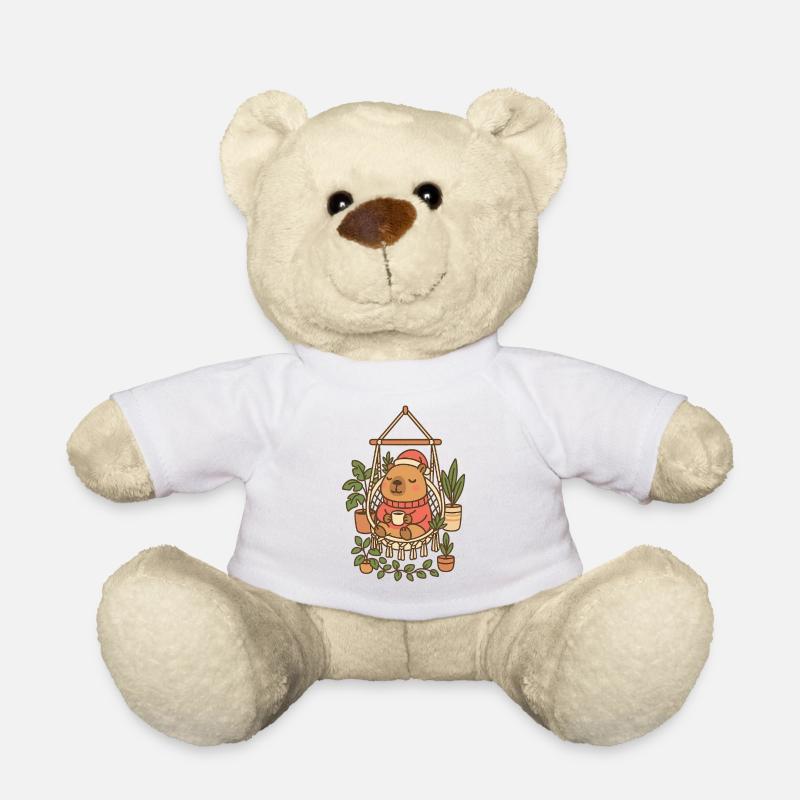 Cozy Capybara Weihnachten – Boho Hygge Stil ☕ - Teddy - Weiß