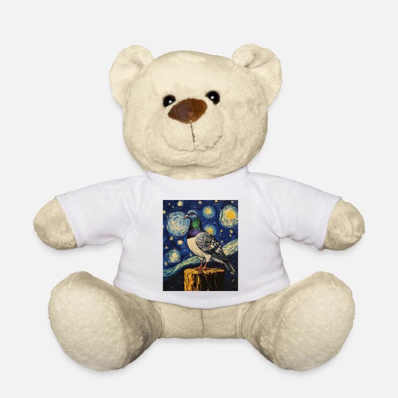 Taube Vogel Van Gogh Style Starry Night - Teddy - Weiß
