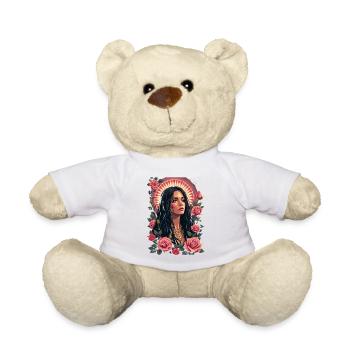 Rosenmond-Porträt mit Blumenkreis - Teddy - Weiß - Vorne
