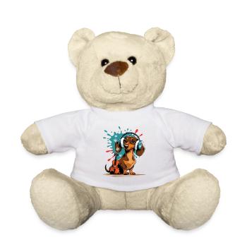 Teckel de musique d’hiver avec casque - Nounours - blanc - Devant