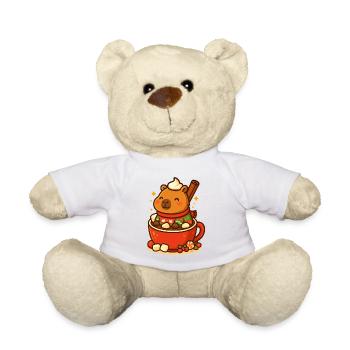 Capybara in heißer Schokolade – Weihnachtsmotiv - Teddy - Weiß - Vorne