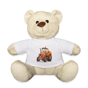 Pumpkin Tractor in Orange Cartoon Farm - Teddy Bear - white - Front
