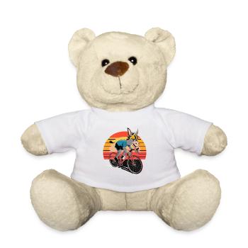 Drôle âne cycliste coucher de soleil - Nounours - blanc - Devant