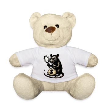 Rat avec loupe et sac d’argent - Nounours - blanc - Devant
