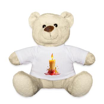 Flame Kiss Candle Art - Teddy Bear - white - Front