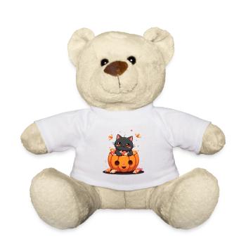Halloween Cat with Halloween Pumpkin - Teddy Bear - white - Front