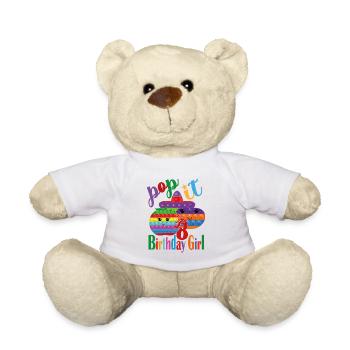 pop-it Fille d’anniversaire 8 - Nounours - blanc - Devant