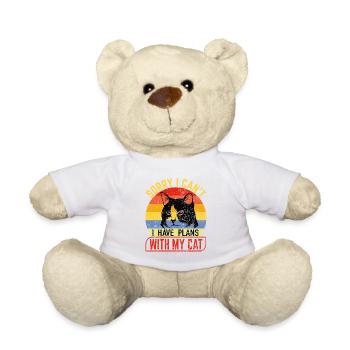 Tut mir leid, ich kann nicht, ich habe Pläne mit meiner Katze - Teddy - Weiß - Vorne