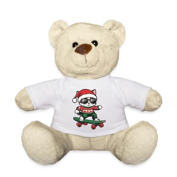 Cat Christmas Funny - Teddy Bear - white - Front