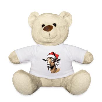 Christmas Goat in Santa Hat - Teddy Bear - white - Front