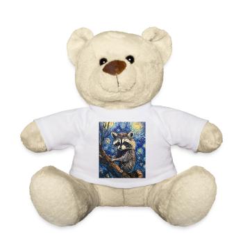Waschbär Raccoon Van Gogh Style Starry Night - Teddy Bear - white - Front